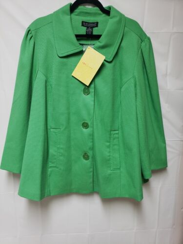 Dialogue Women's 2X Swing Preppy Pea Coat Kelly Green Fully Lined New With Tags