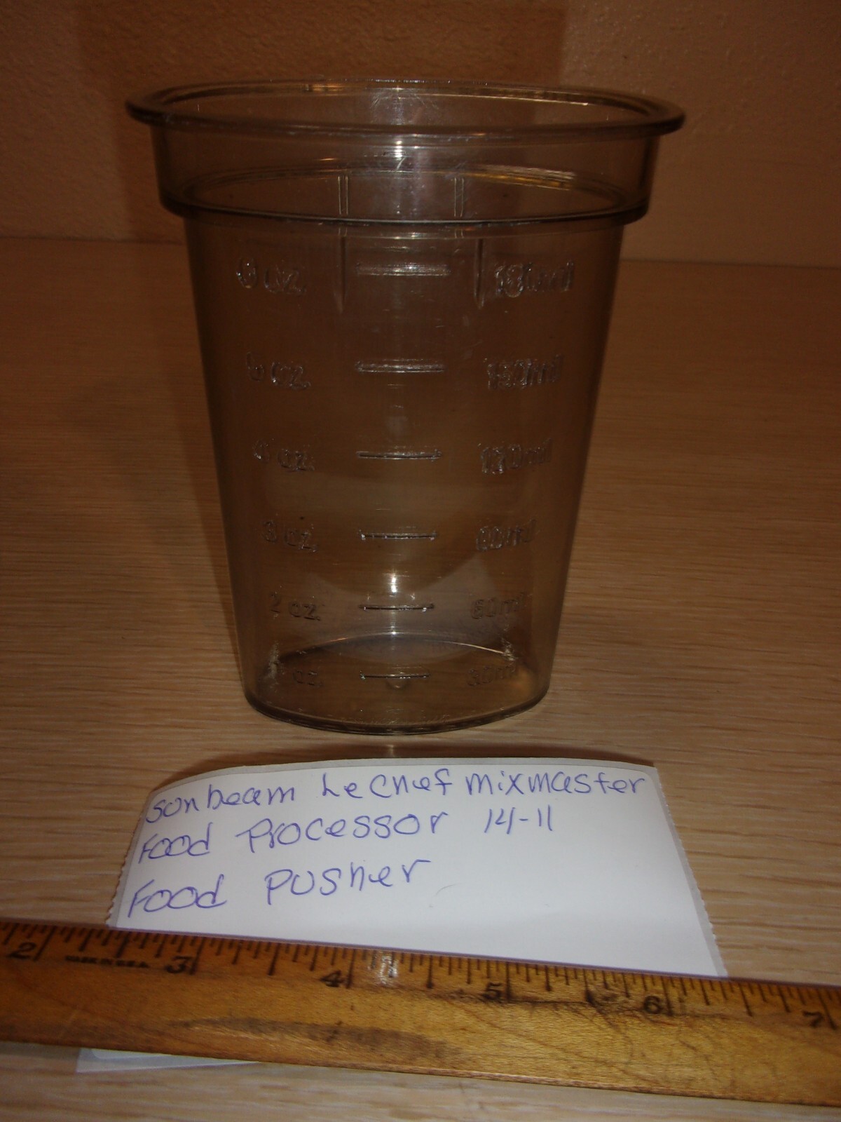 SUNBEAM LECHEF MIXMASTER FOOD PROCESSOR 14-11 CLEAR FOOD PUSHER/MEASURE CUP