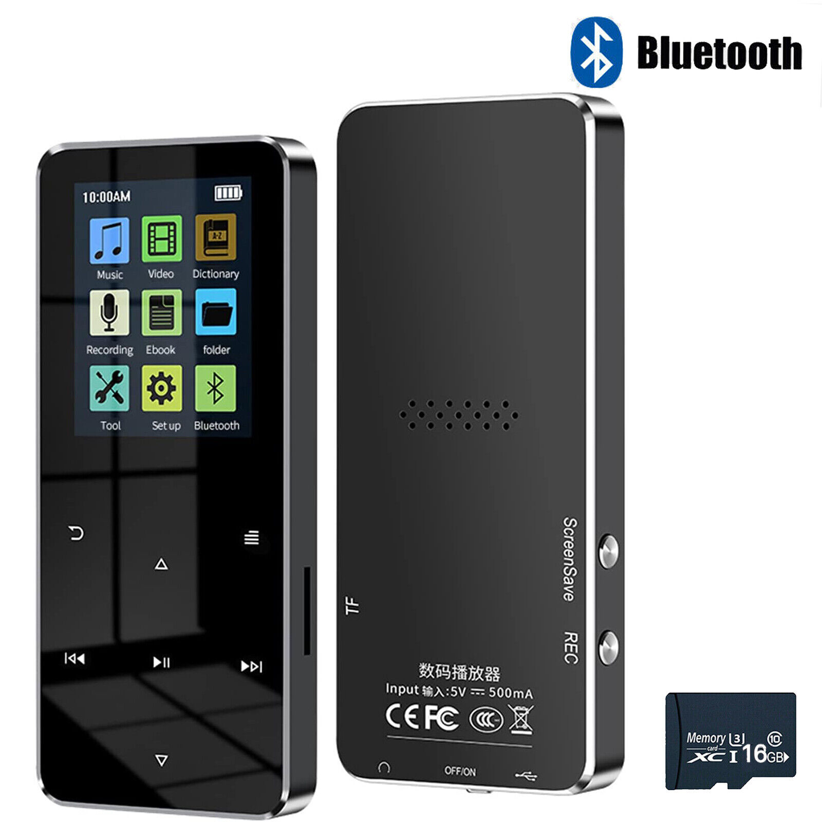 Bluetooth 5.0 MP3 MP4 Player LCD Display HiFi Bass Musik Spieler Radio Audio