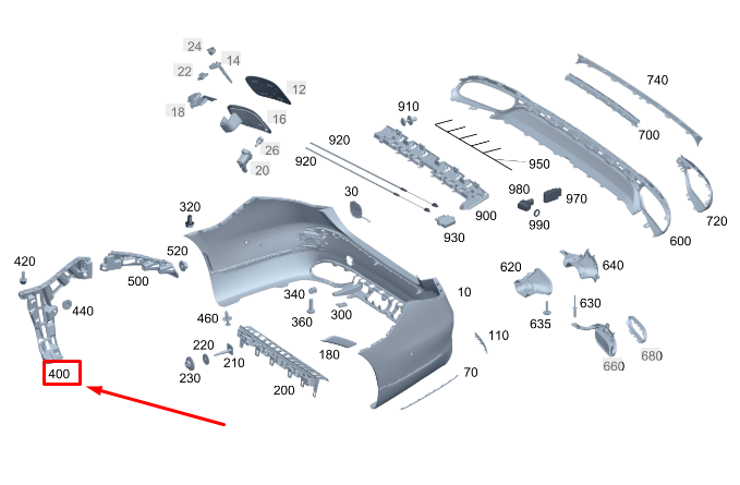 Neu MERCEDES-BENZ S W223 Stoßstangen-Montageschiene hinten rechts A2238805800