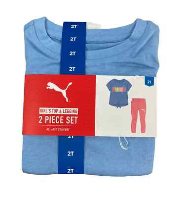 Puma Toddlers Girl'sBlue/Coral 2 Piece Top and Legging Set - Sizes 18M/2T/3T/4T