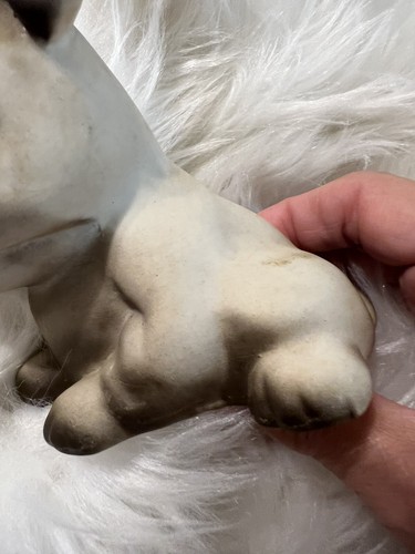 Keramik beflockt Roselane französischer Bulle Hund Mops braun und hellbraun gelb Edelstein Augen 3 Zoll - Bild 10 von 12