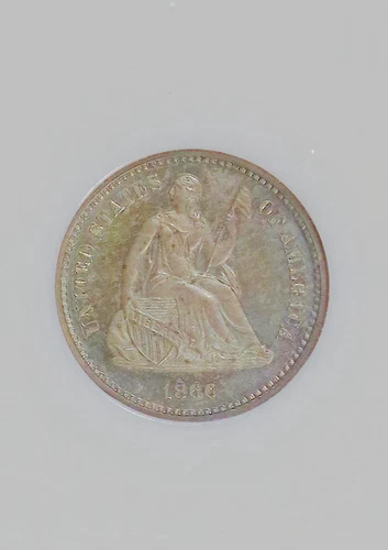 1866 NGC PR65 Mintage 10,000 + 725 Proof = 3rd Lowest H10c 🔴 Seated Half Dime