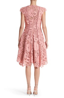 NEW Lela Rose Seamed Lace Fit & Flare Dress in Peachy - Size 4 #DD400 | eBay