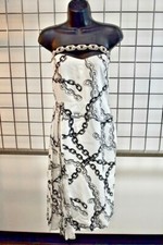 MILIN White Black Silk Women's Dress Size 6 On Sale ns