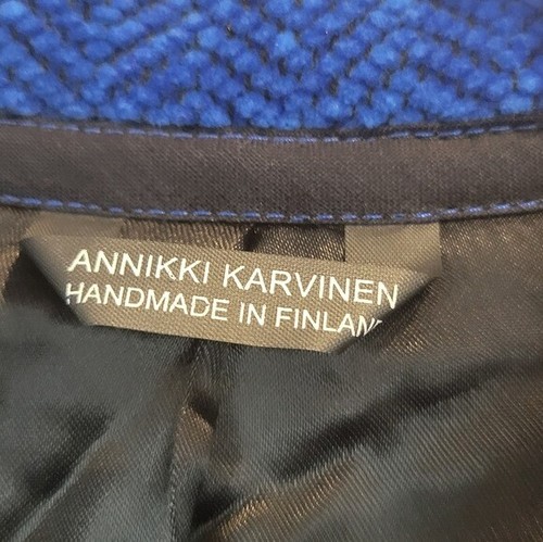 Annikki Karvine Handmade in Finland Vintage Cardigan Jacket Blue Size M - Picture 7 of 8