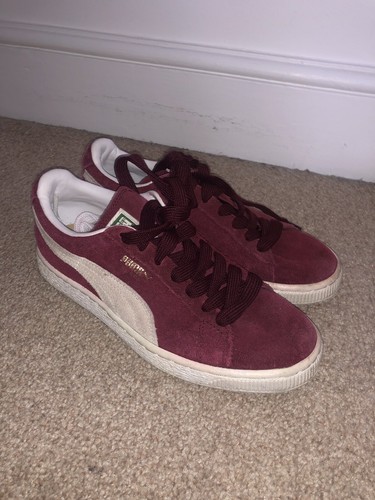 Puma Suede Burgundy Size 4 (2 X Laces 