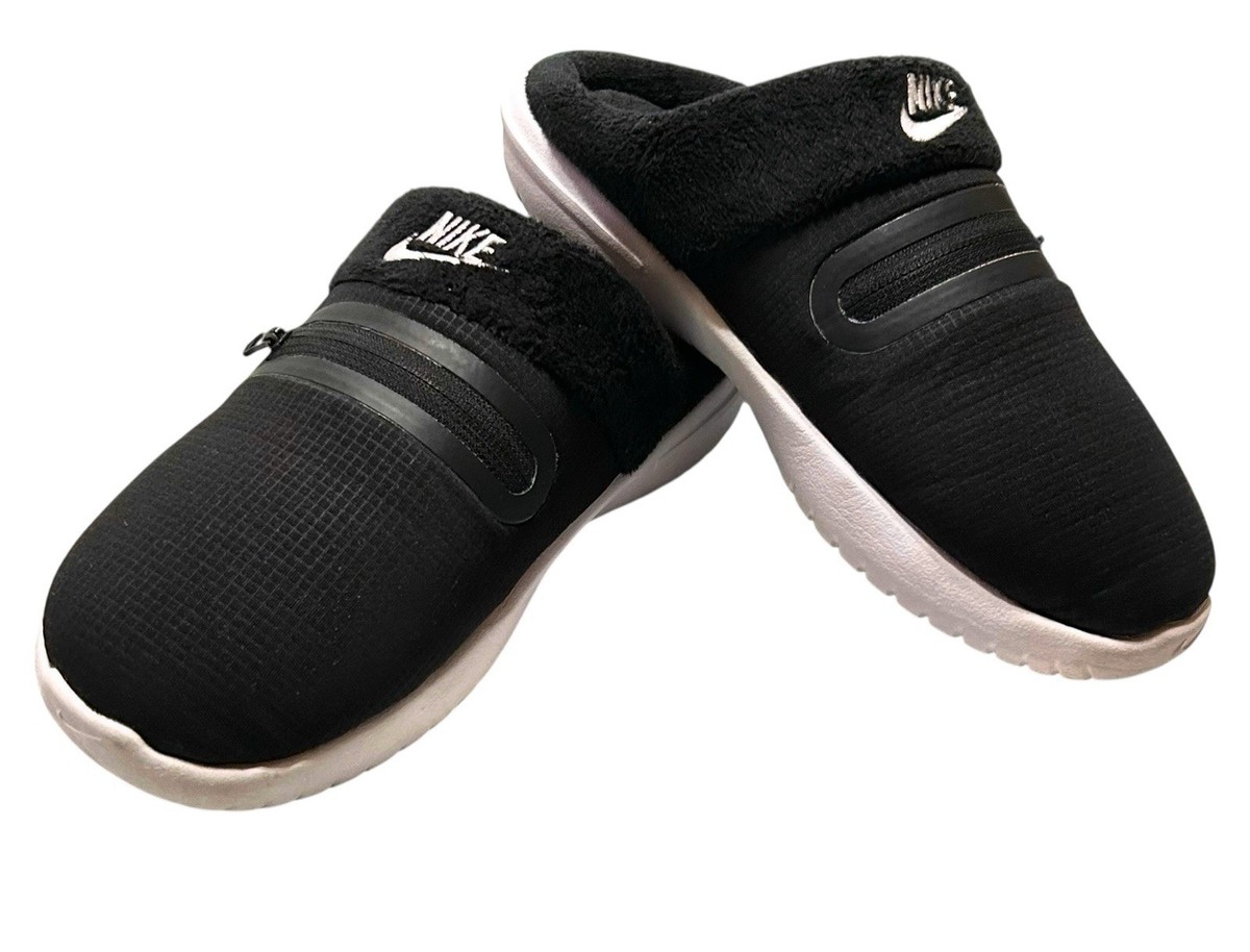 Nike Burrow NA Slippers Slip On Fleece Black White DJ3131-001