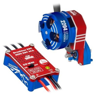 GOUPRC 30A Brushless Mini ESC & 2204 2400KV Brushless Outrunner Motor Blue Red