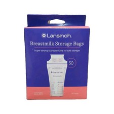 Lansinoh Breastmilk Storage Bags 50 Count Pre-Sterilised Double Zipper