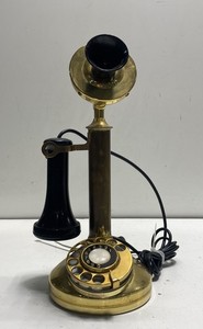 Vintage Brass Candlestick Telephone Rotary Dial Victorian Style Decorative