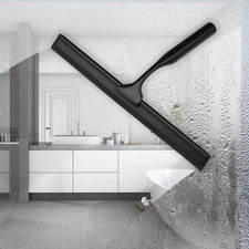 10 Inch Shower Squeegee Silicone Blade Stainless Steel Handle Black