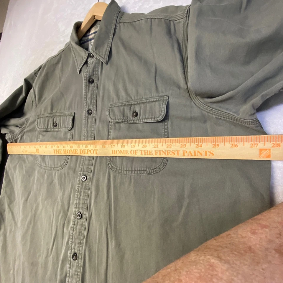 LL Bean Mens Flannel Lined Shirt Jacket XL Tall Green Workwear Outdoor - Image 4 of 4