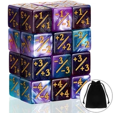 24 Pcs Magic Life Counter Dice -1/+1 Counters Commander Buff Tokens 6 Sided Dice