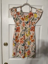 GUESS Women's Floral Print Size 2 Mini Off The Shoulder Dress Colorful