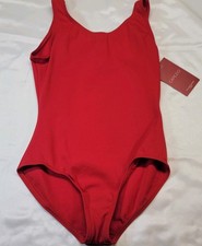 Capezio Team Basics Tank Leotard Red Scoop Neckline  Back Neckline SZ. MC