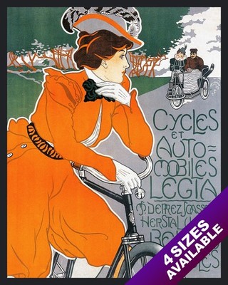GEORGES GAUDY BICYCLES & AUTOMOBILES FRENCH AD POSTER PAINTING CANVAS ART PRINT