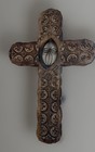 20" Large Wooden Cross Decorative Made in India Stained Brown Teak Wood Cross