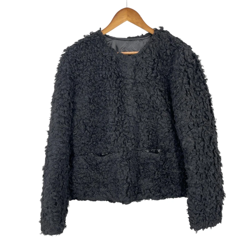 Chaqueta reversible Via Spiga para mujer talla L Old Money negra imitación piel de oveja acolchada Foto 4 de 4