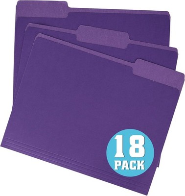 File Folders 18 Pack 8.5x11 Inch,1/3 Cut Tab Colored File Folders Letter