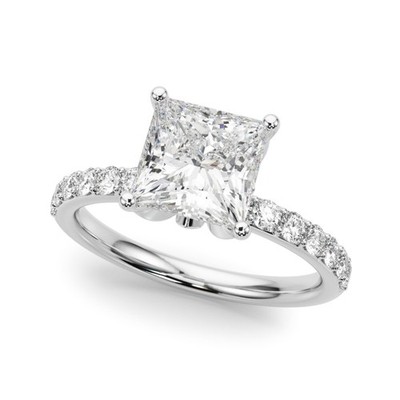 Platin Princess Cut Lab Grown Diamant versteckter Halo Verlobungsring DE/VS 2,50ct