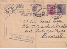 Romania Bethausen 1944 to Bucharest via Lugoj censored postal stationery SA77