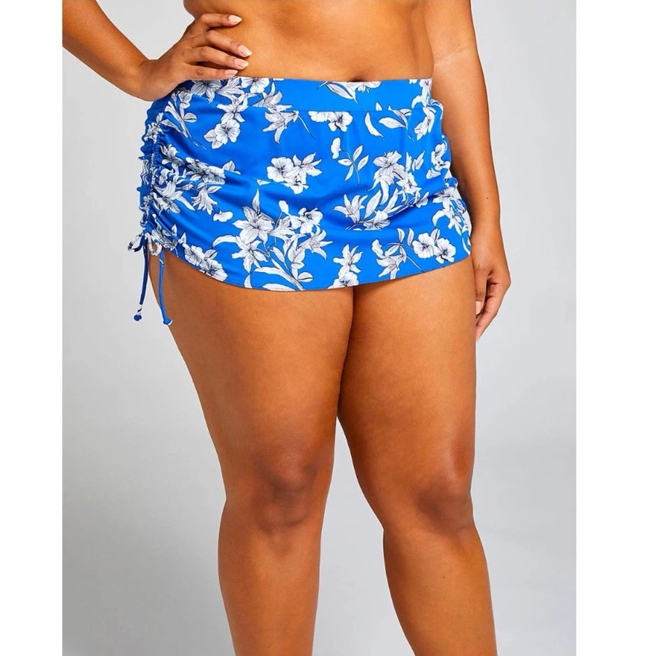 NUEVA FALDA DE NATACIÓN LANE BRYANT CACIQUE NATACIÓN AZUL FLORAL SURF CORDÓN TALLA 26 Foto 3 de 4