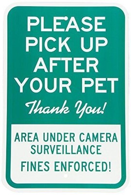 Pet Waste Sign Sticker Tiger Aluminum Sign 8x12 Green White Funny Street