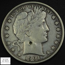1901 Barber Silver Half Dollar 50C (AU Details) - Damage