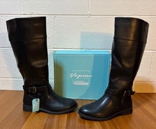 NEW! Vepose Knee High Riding Metal Buckle Zipper Women Boots Size 8.5 Black