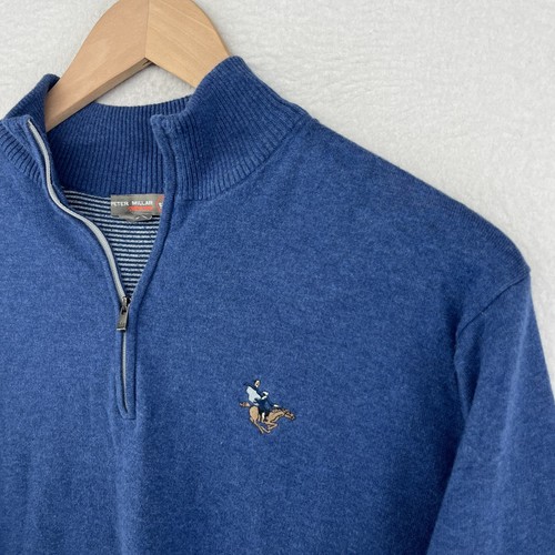 PETER MILLAR Sweater M Crown Sport SLEEPY HOLLOW COUNTRY CLUB 1/4 Zip Blue
