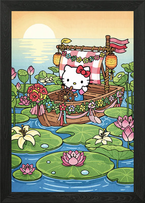 Hello Kitty Lily Pad Boot gerahmtes Wandbild Poster Leinwanddruck Bild