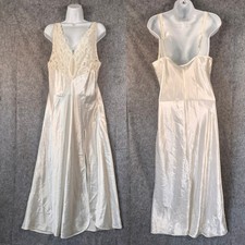 Vtg Victorias Secrets Gold Tag Ivory Satin Lace Bridal Maxi gown Lingerie Large