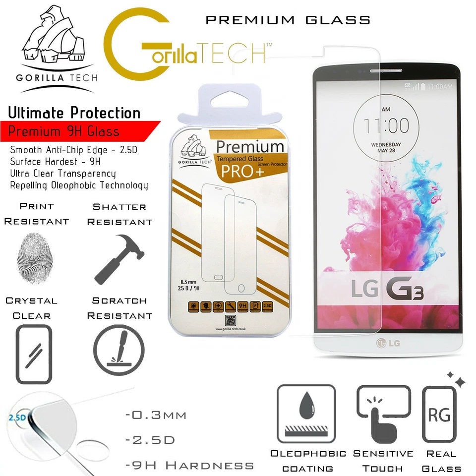 LG G3 Tempered Glass HD Film Screen Protector New 100% Genuine Gorilla - Image 2 of 4