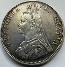 1887 Victoria Double Florin Silver 4 Shillings GVF Old Head Jubilee A-26