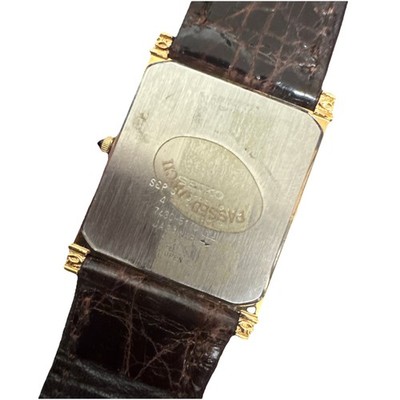 Vintage SEIKO 7430-5172 Gold Engraved Rectangle Quartz Mens Watch
