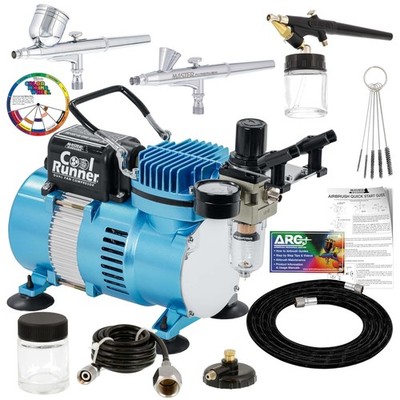 Cool Runner II Airbrush Set with Cleaning Brushes & Holder