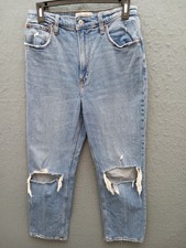 Abercrombie  Fitch Women 28 Jeans Blue Cotton Stretch High Rise Distressed
