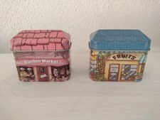 Set 2 Blechdosen Läden mit Deckeln Garden Market rosa & Fruits gelb zum Spielen