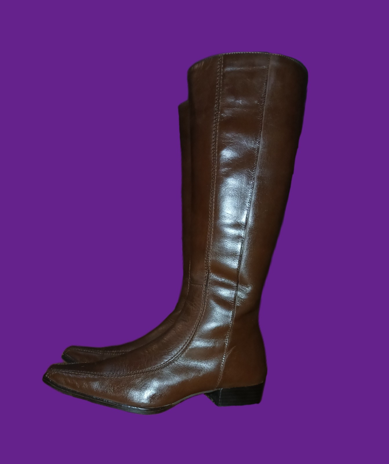 D Crispin Women's Leather Brown Boots Made In Italy Size US 7,5 EU38