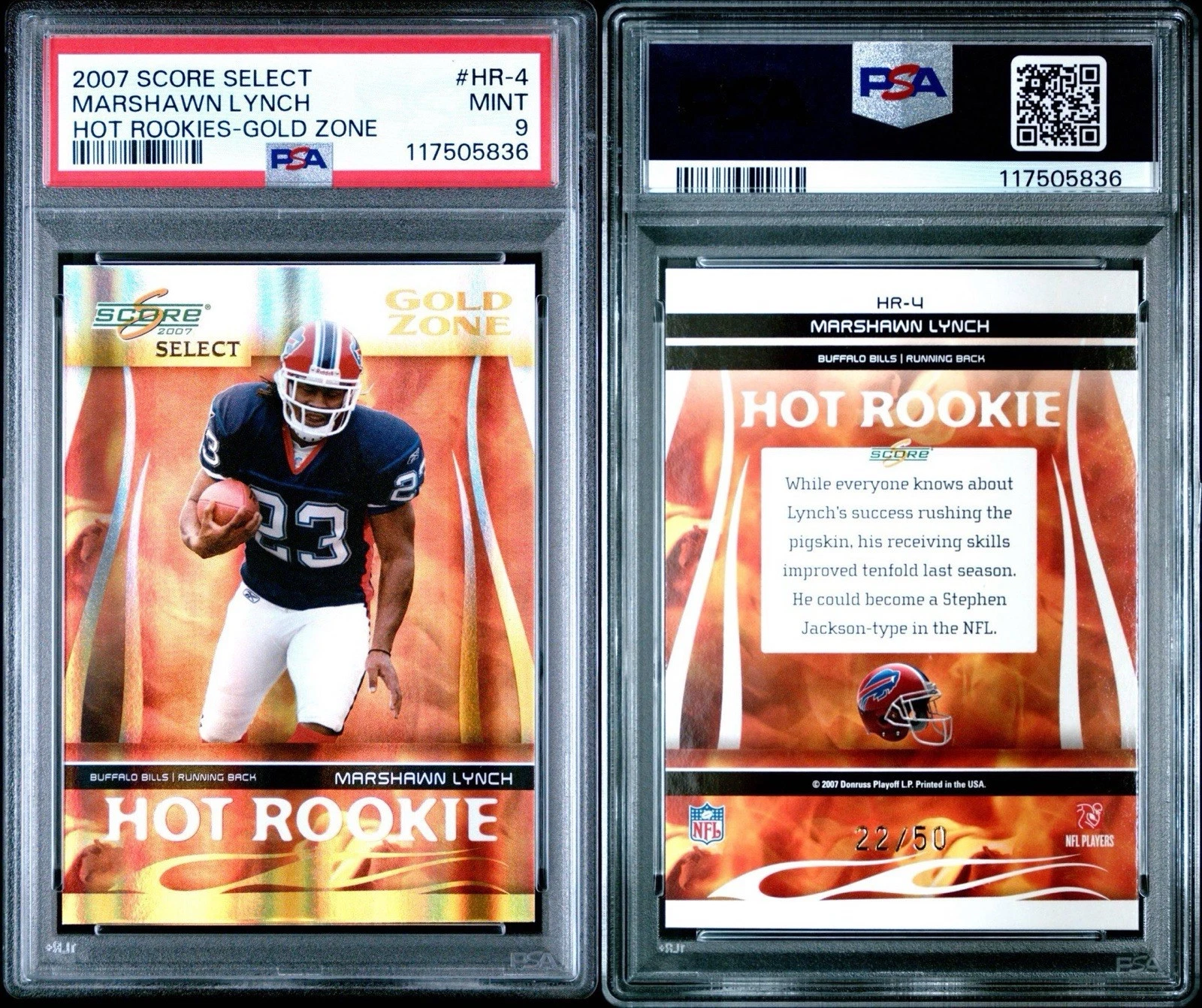 Marshawn Lynch Score Select Hot Rookies #HR4 Gold Zone