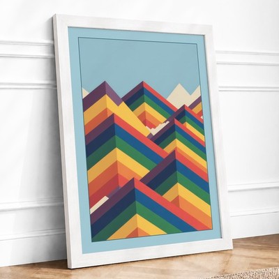 Ascending Chevrons Geometric Framed Wall Art Print Home Decor Ready to Hang