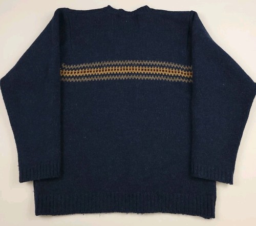 Vintage Abercrombie & Fitch 100% Wool Thick Knit V Neck Sweater Blue Multicolor - Picture 5 of 5