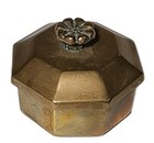 Solid Gold Brass Trinket Box Storage With Lid Octagon Shape Small Heavy