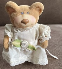 1986 Furskins Girl Teddy Bear Brown Flocked Toy Pre Owned Vintage
