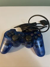 Sony Playstation 2 PS2 Controller OEM Dualshock Clear Blue SCPH-10010 Tested