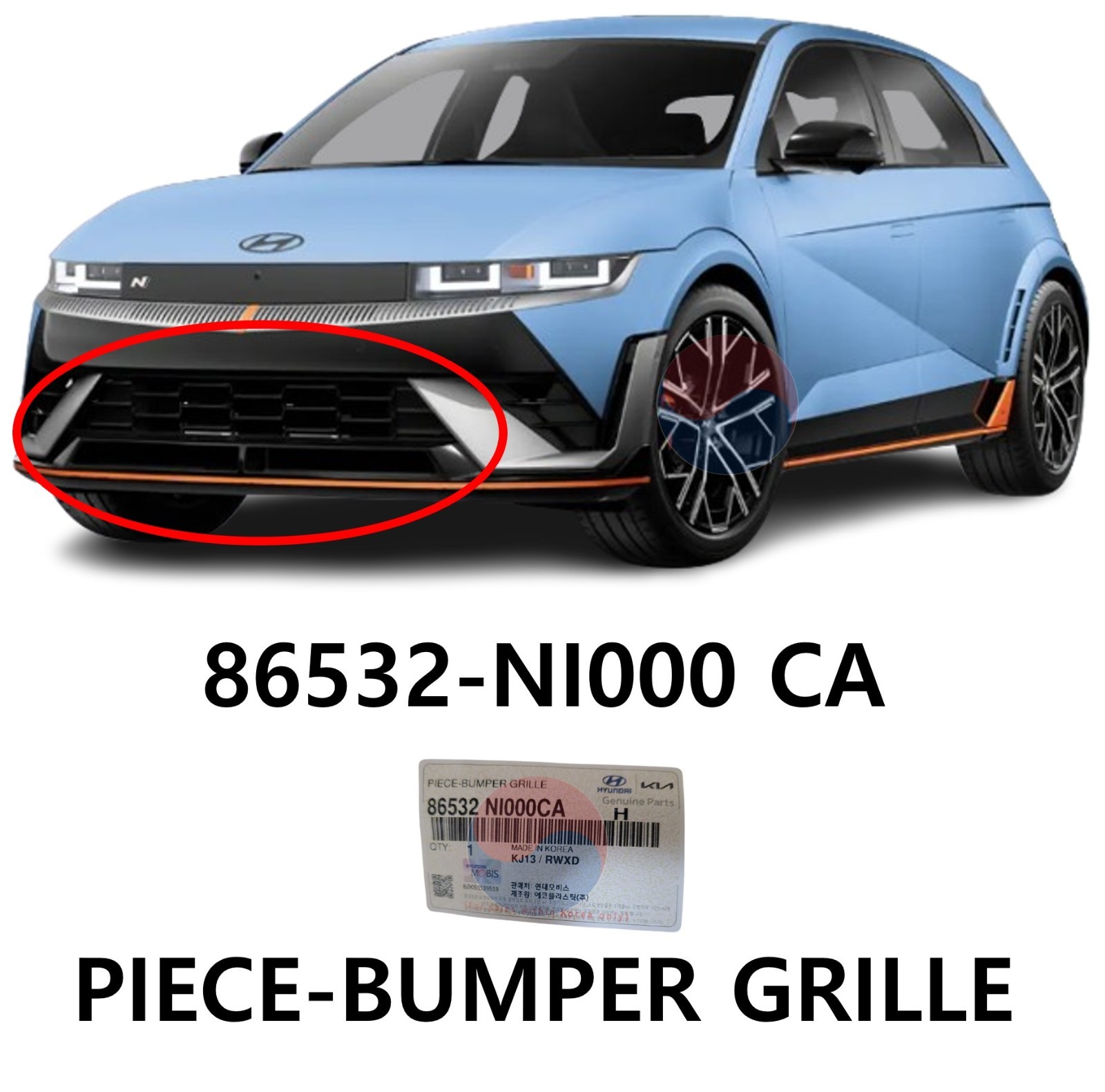 Genuine OEM Front Bumper Lower Grille 86352 NI000 CA ~ Hyundai Ioniq 5N 23~26+