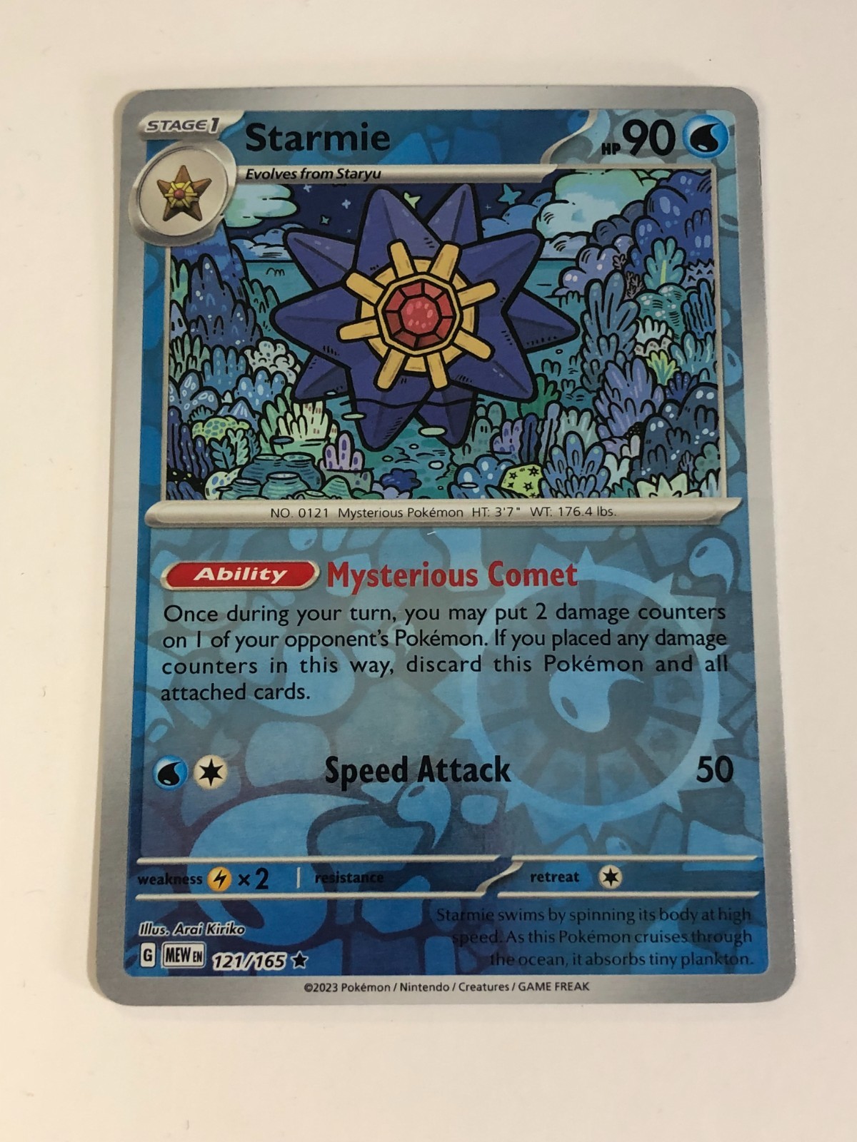 Pokemon TCG 151 Reverse Holographic Starmie 121/165 Near Mint