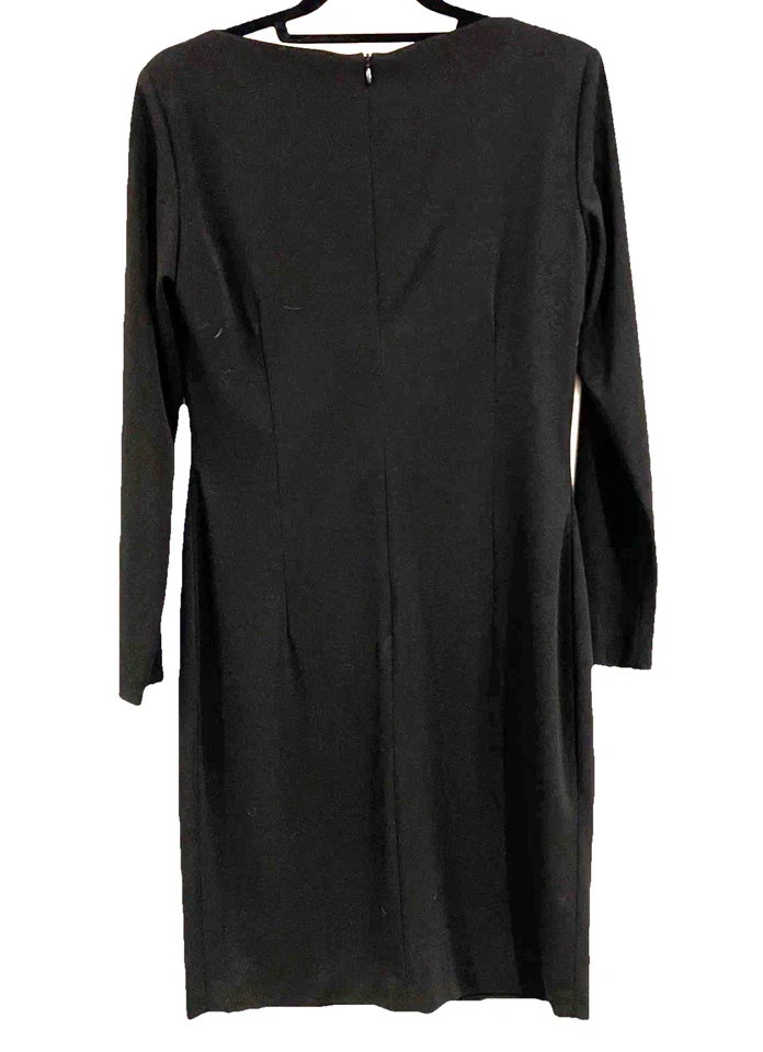 Garyk Lee Black Crepe Sheath Dress Women's Size 6 USA-Made Cocktail Party LBD - Image 4 of 4