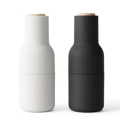 NEW Menu Bottle Grinder w/Beech Lid Ash and Carbon Set 2pce